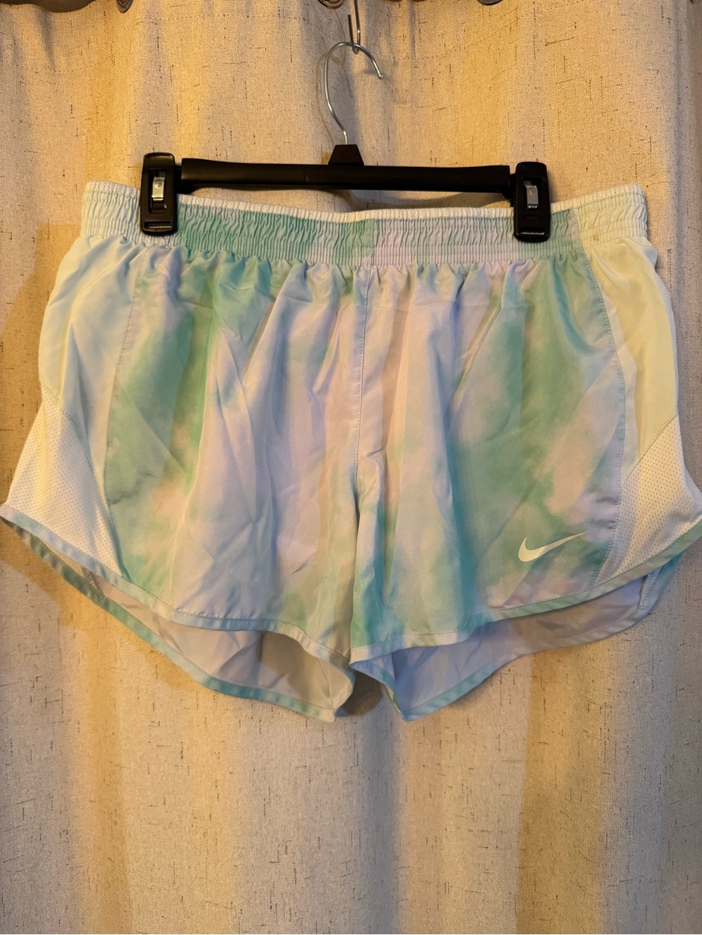 Nike Women's Pastel Green & Blue Tie-Dye Athletic Shorts